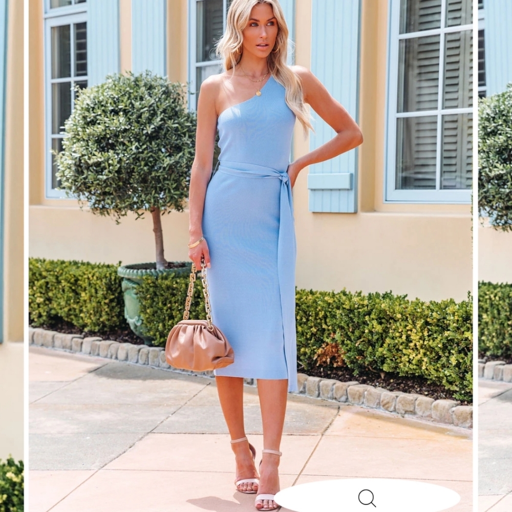 Vici One-Shoulder Knit Midi Dress